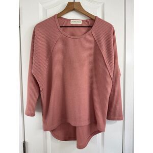 Pants Store Women's Pink Waffle Knit High Low Hem Top Size S Small
